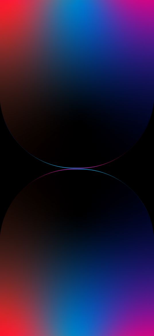 semicircle, shapes, gradient, blue, red, abstraction