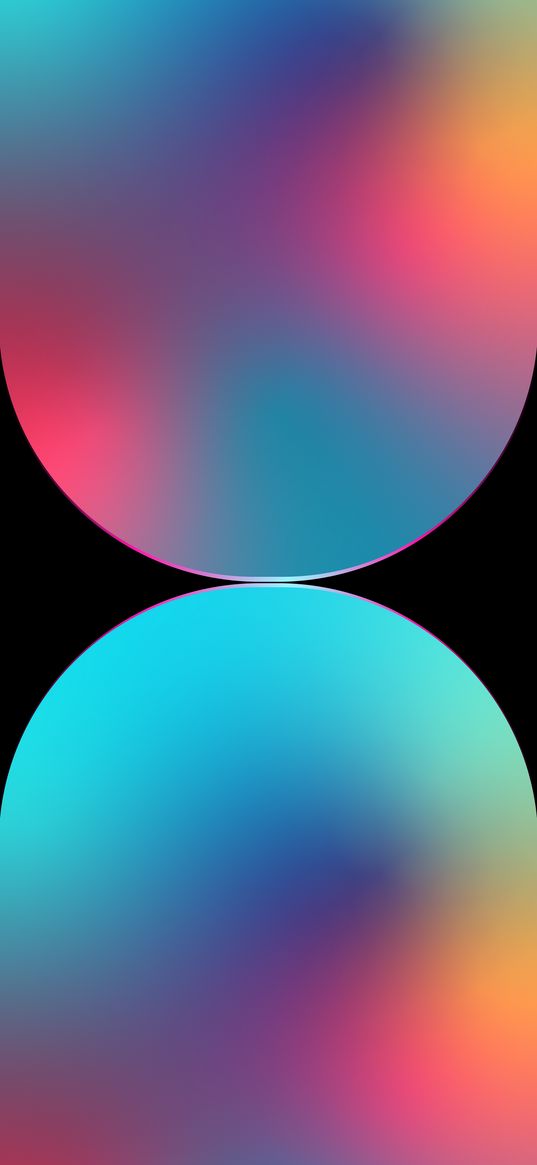 semicircle, shapes, gradient, pink, blue, abstraction