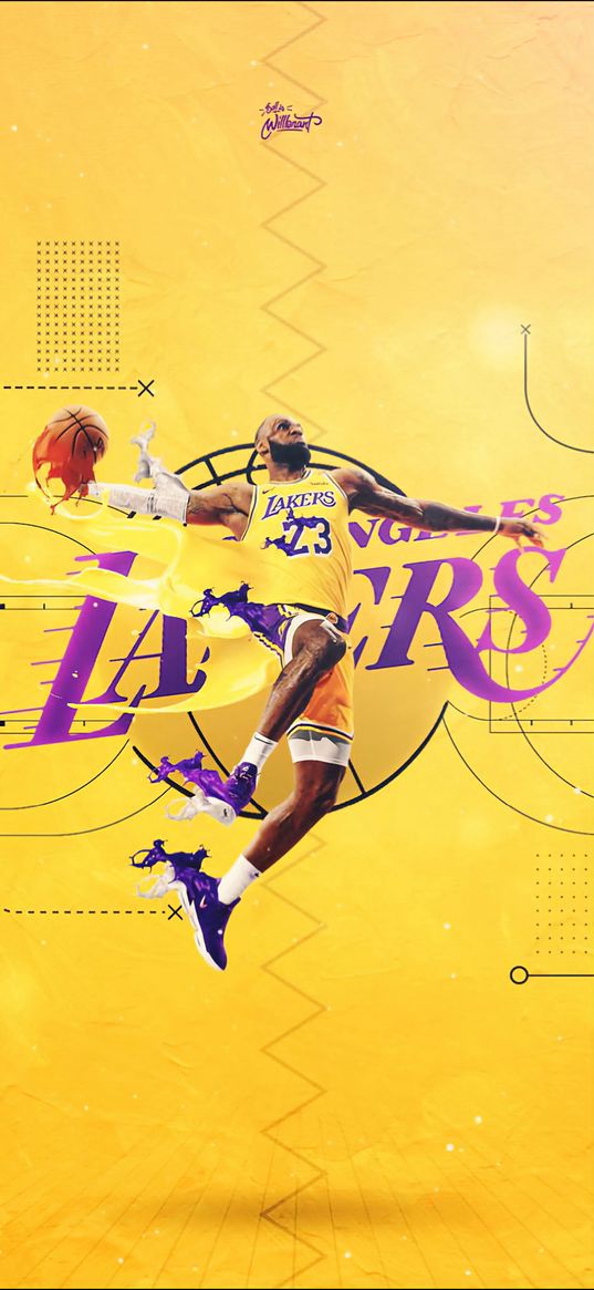 lebron james, basketball player, lakers, basketball, purple, yellow background, sports