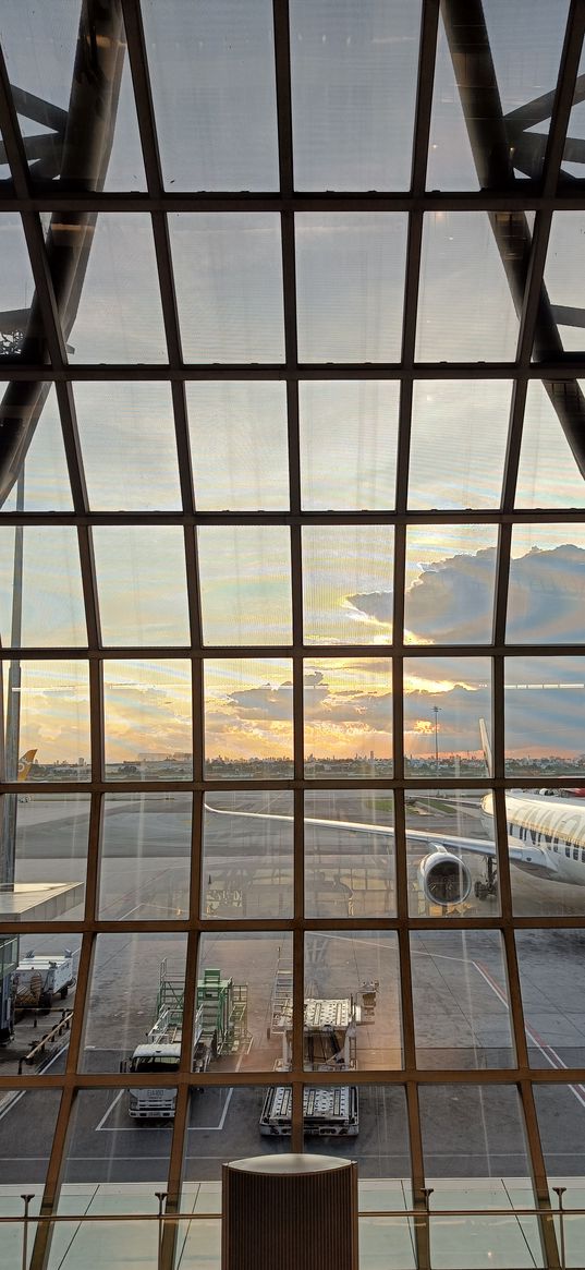 airport, plane, bangkok, dusk