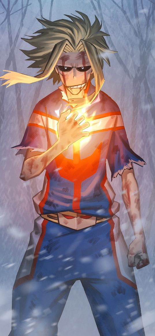 almighty, my hero academy, anime, character, fire, snow, art