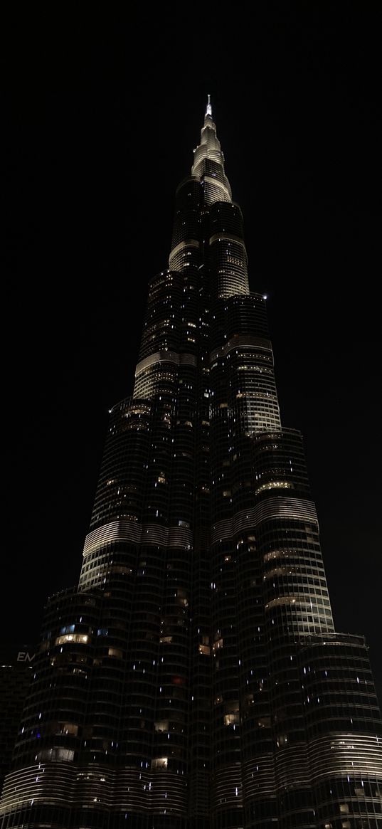 burj khalifa, dubai, arab emirates, skyscraper, lights, night