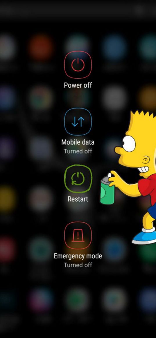 bart simpson, cartoon, character, buttons, cells, shutdown