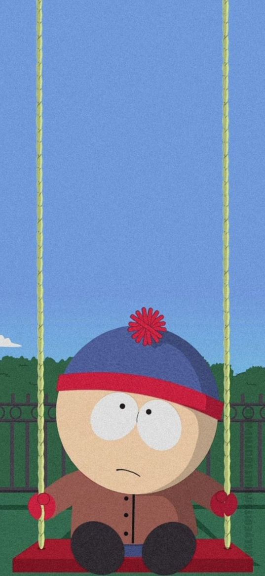 stan marsh, south park, cartoon, boy, swing, art