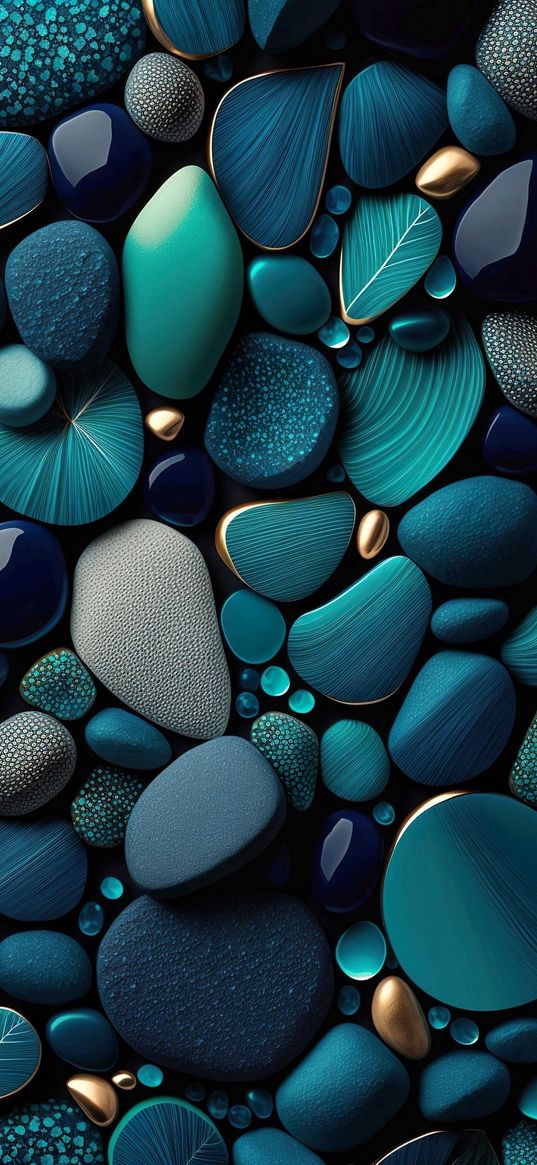 stones, shore, beach, green, ai, art