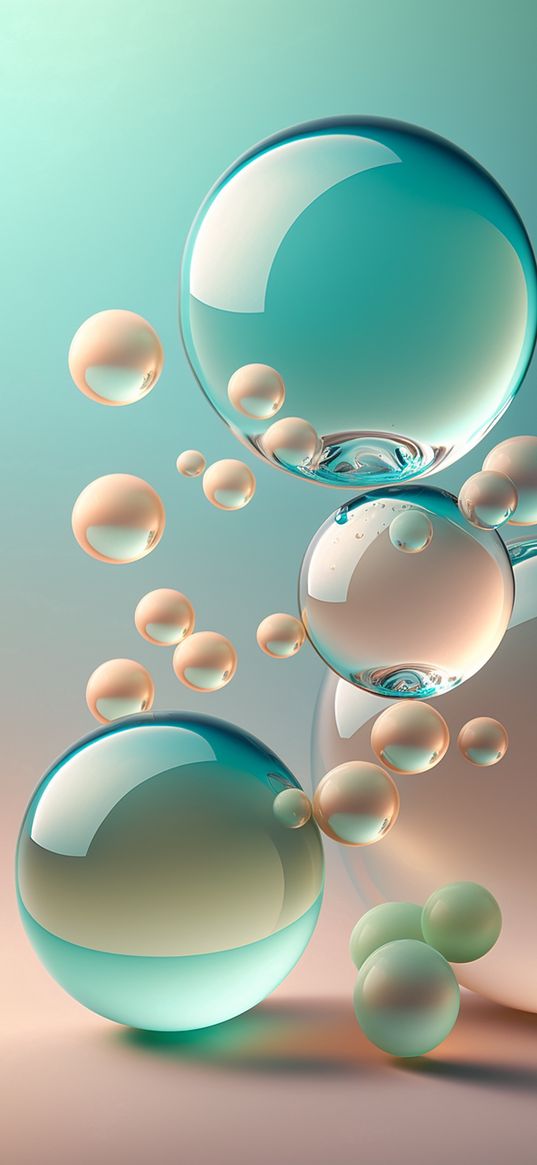 abstract, sphere, pink, turquoise, balls, glass