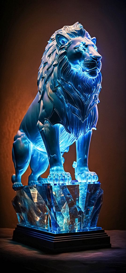 lion, animal, sculpture, glass, art