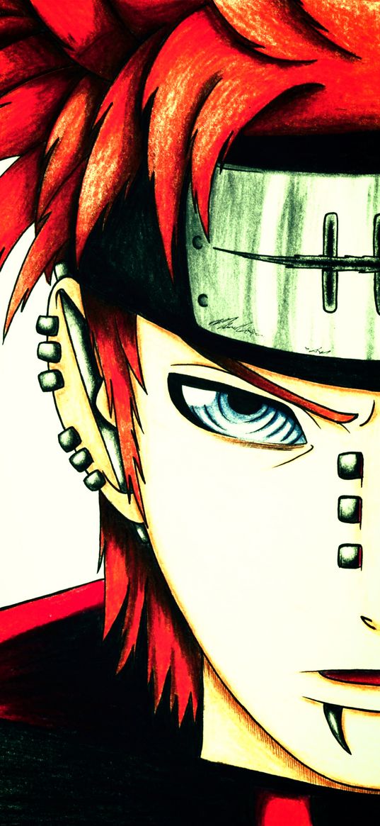 naruto, anime, pain, character, guy portrait, half