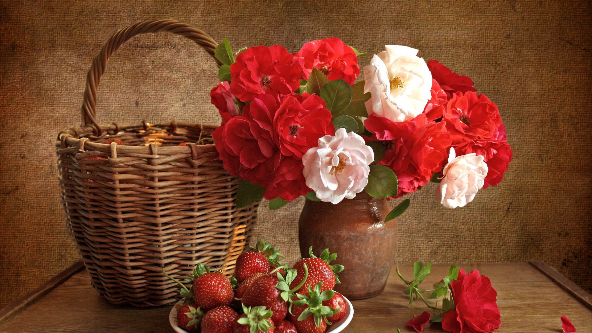 flowers, flower, strawberry, still life