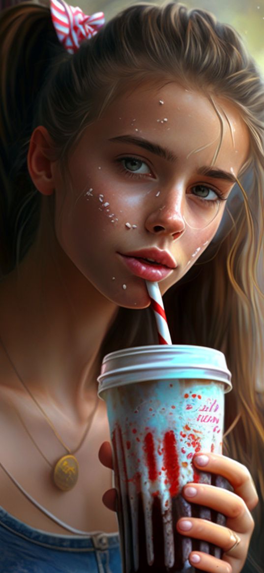 pretty, girl, milk shake