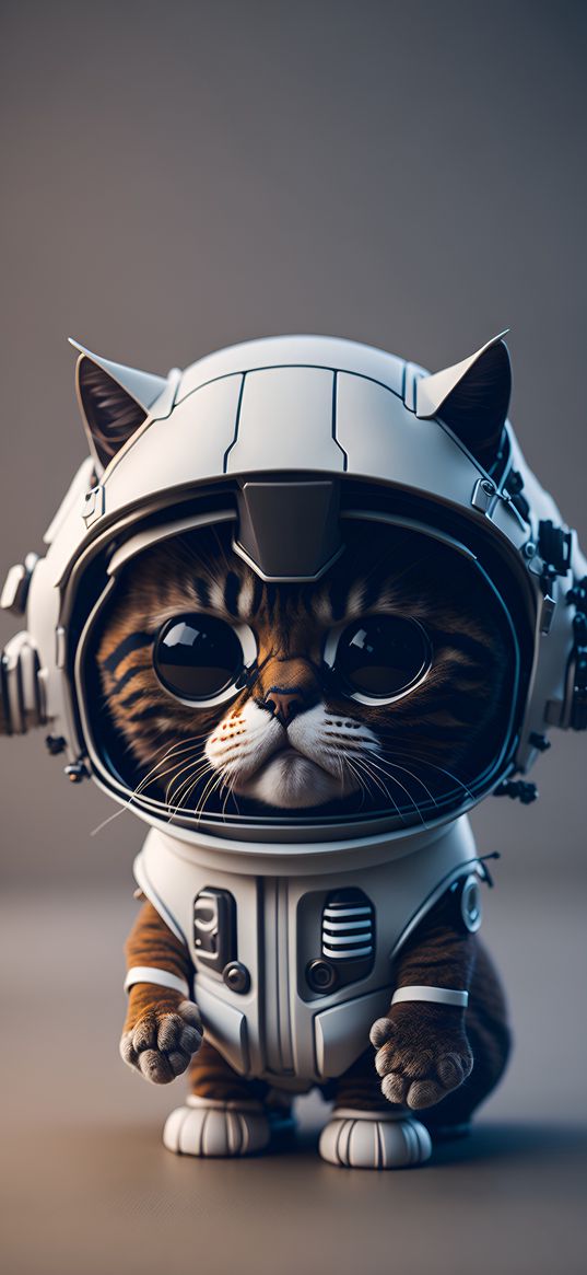 kitten, animal, spacesuit, astronaut, art