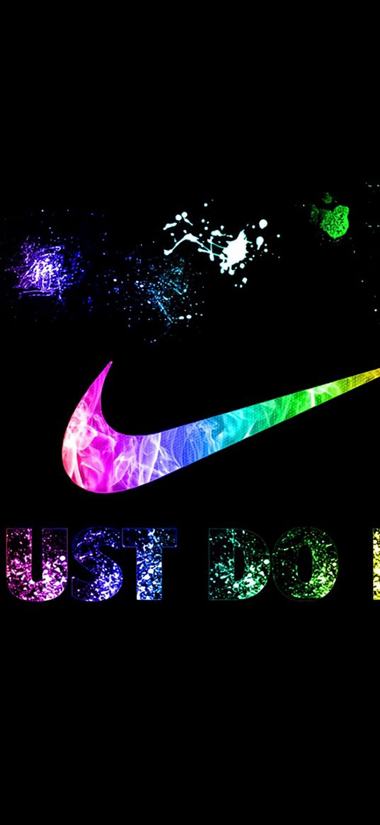 nike, logo, brand, inscription, rainbow