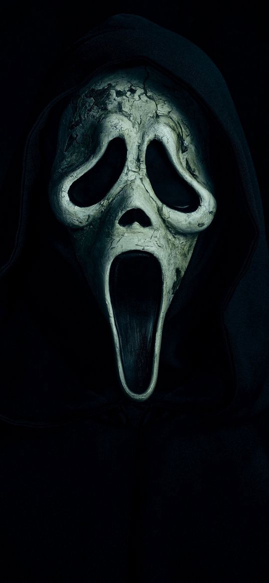 ghostface, scream, dangerous, mask, scary, withered, hood, black