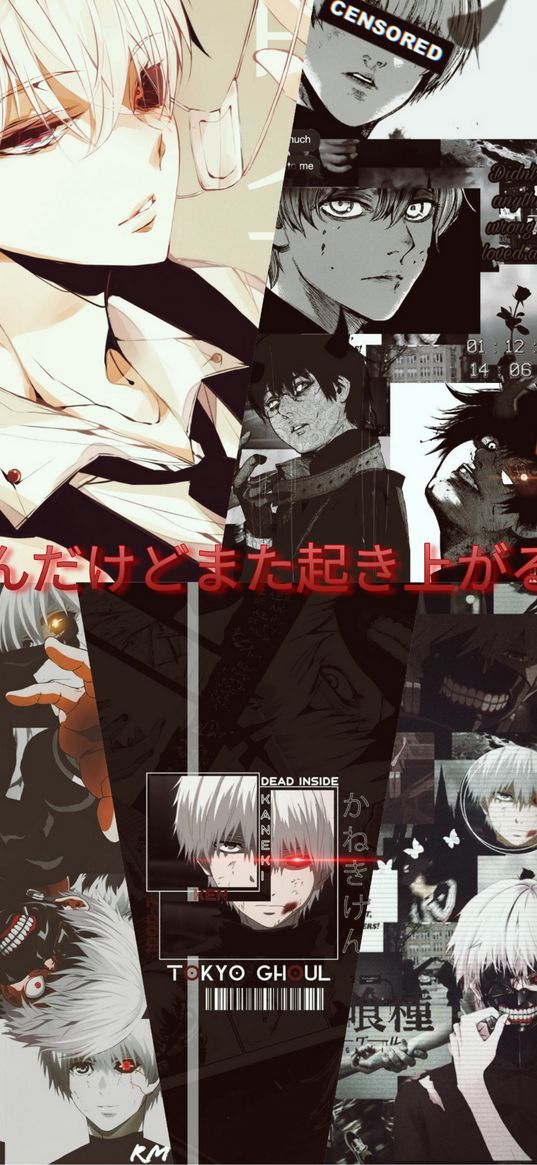 ken kaneki, ghoul, anime, tokyo ghoul, collage