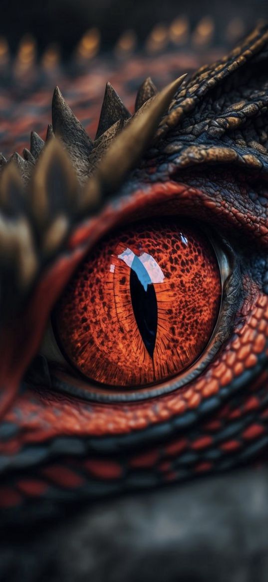 eye, dragon, reptile, red, ai, art