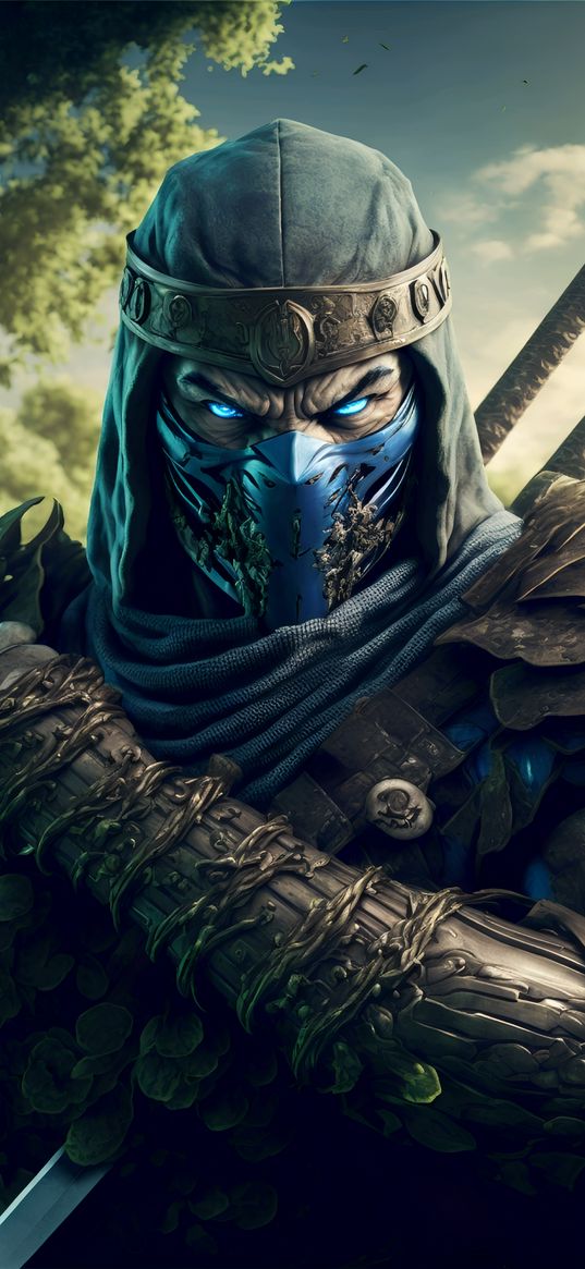 sub zero, mortal kombat, blue, ninja