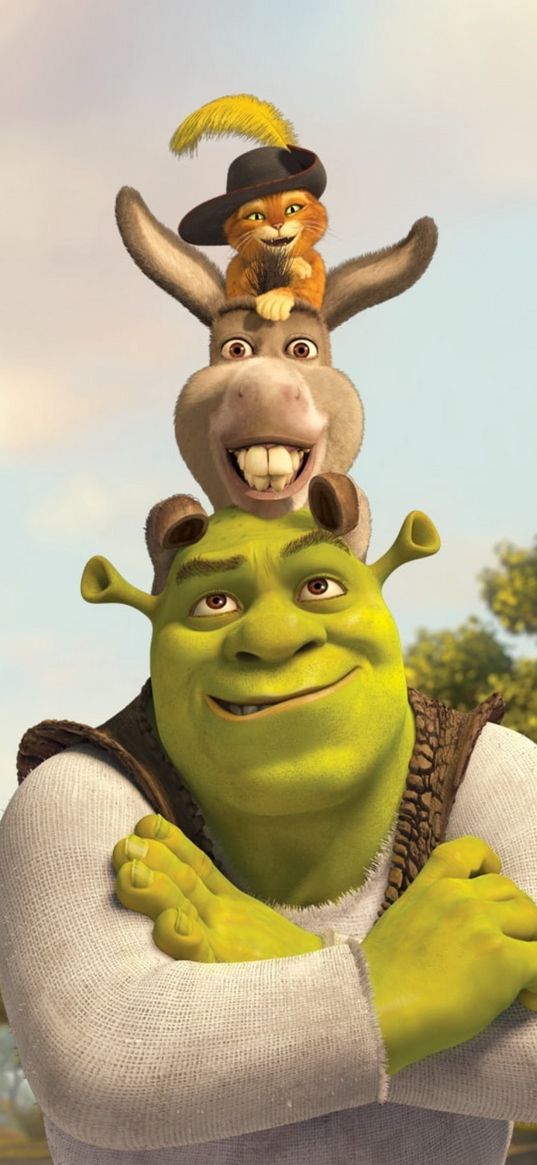 shrek, donkey, cartoon, cat