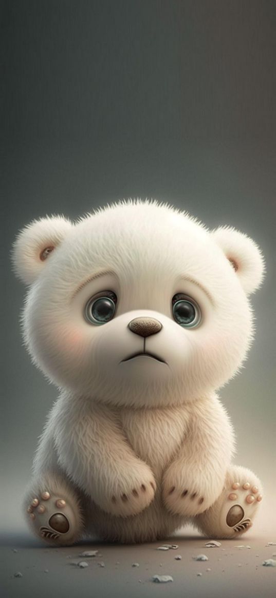 bear, baby, sad, white, art