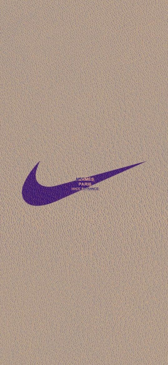 nike, logo, hermes, paris, lettering, purple, beige background, leather