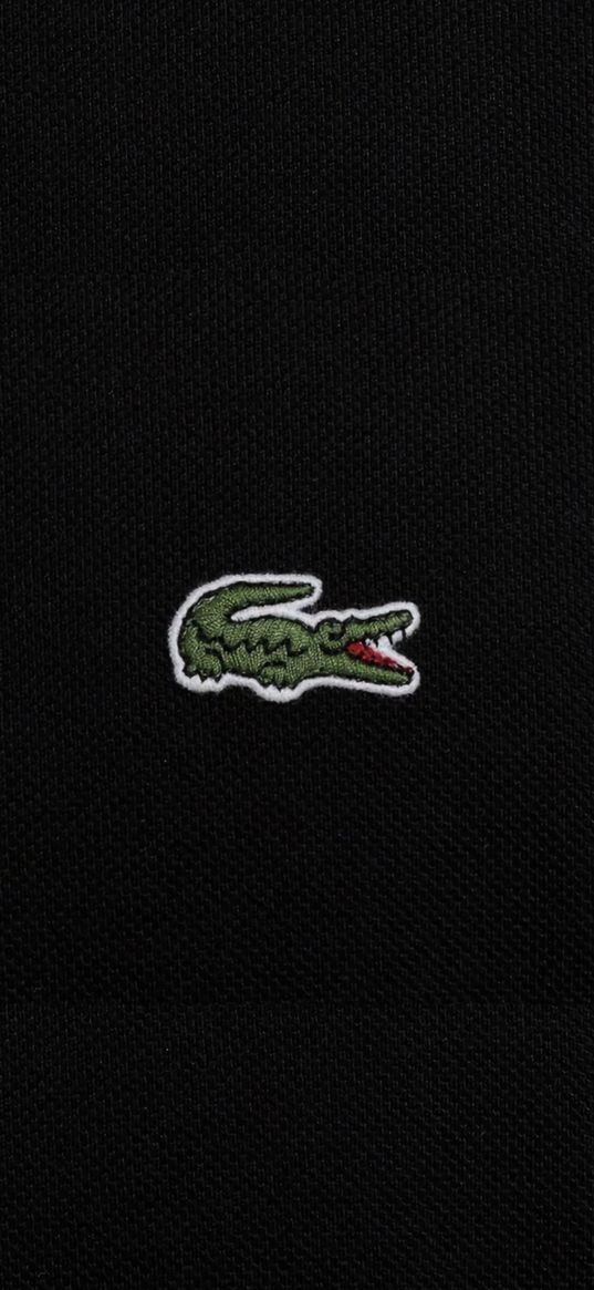 lacoste, logo, crocodile, embroidery, black background, polo