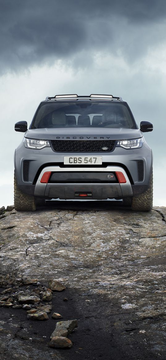 land rover discovery svx, land rover, car, blue, front view