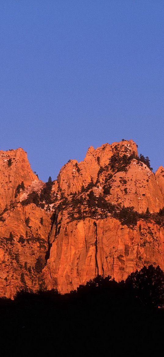 crimson rise, zion, utah, mountains, canyons, trees, outlines