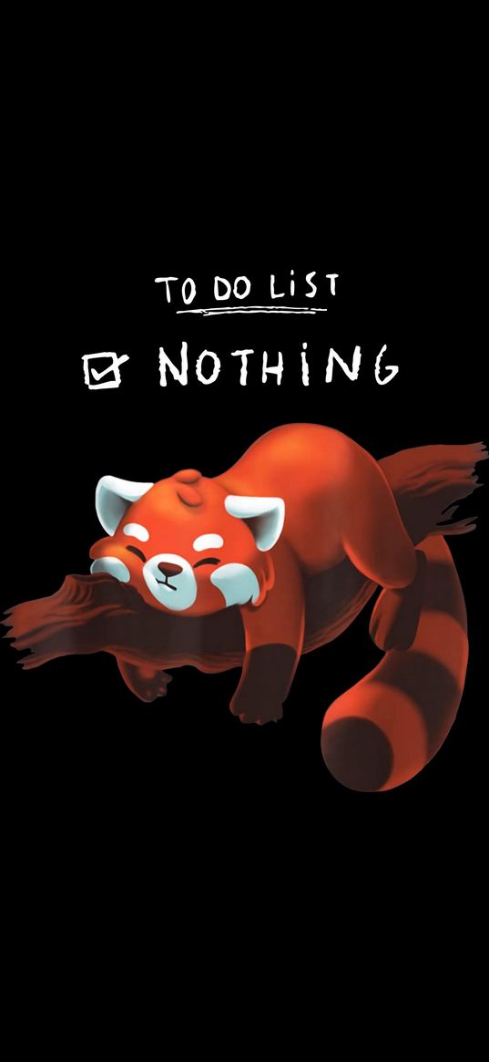 red panda, tree, branch, dream, to-do list, art