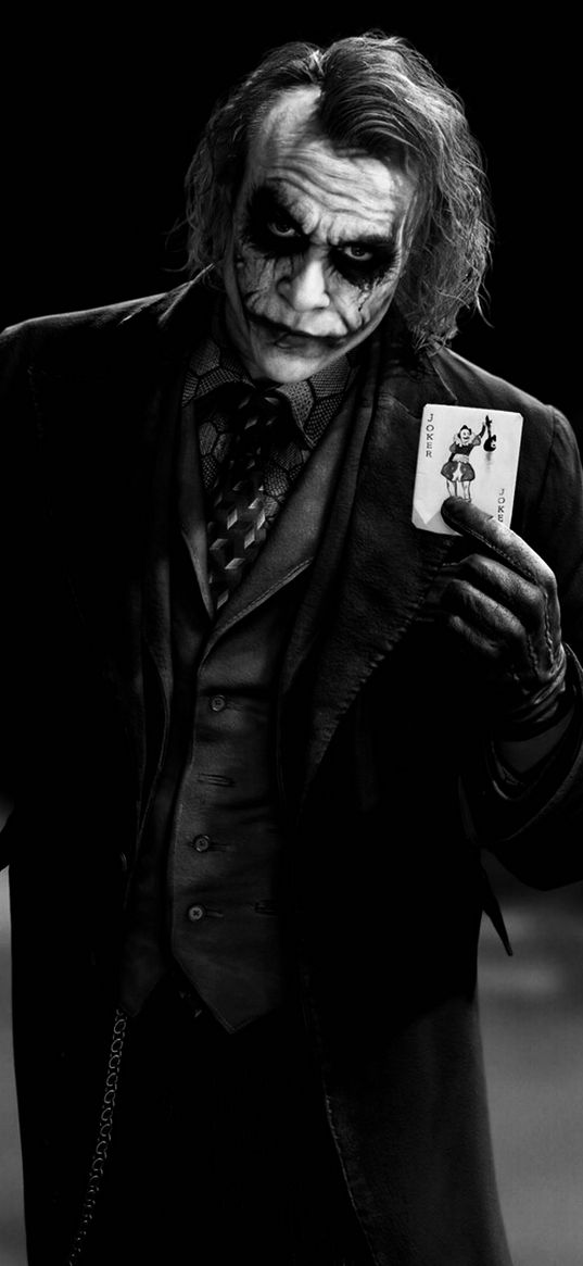 joker, villain, card, black and white