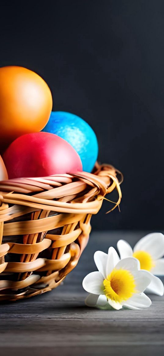 easter, eggs, flowers, black background