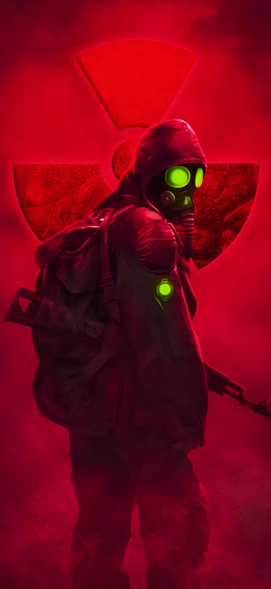 stalker, radiation, gas mask, red