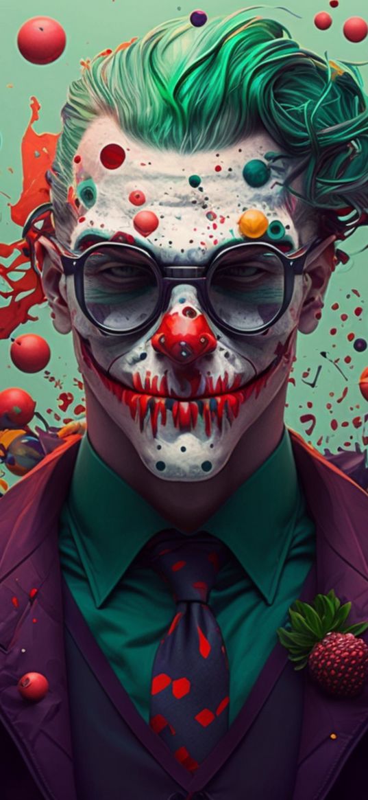 joker, clown, bubbles, art