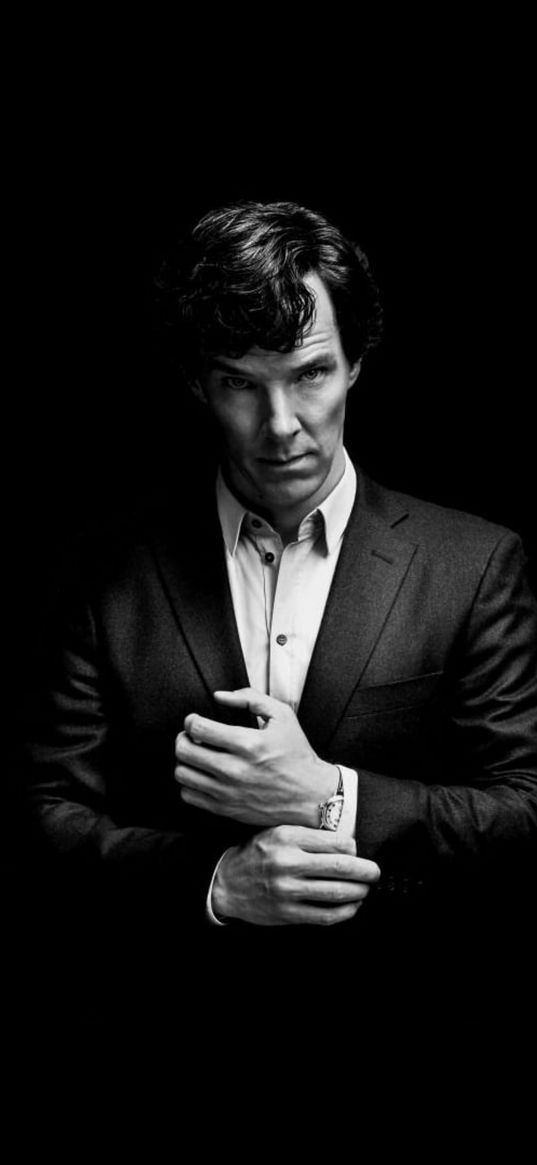 sherlock, tv series, character, benedict cumberbatch, actor, black background