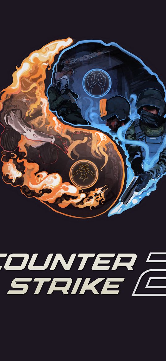 csgo, counter strike, game, yin-yang, fire, art