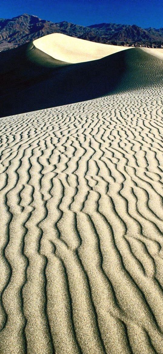 desert, patterns, sand, lines, dunes, shades, mountains