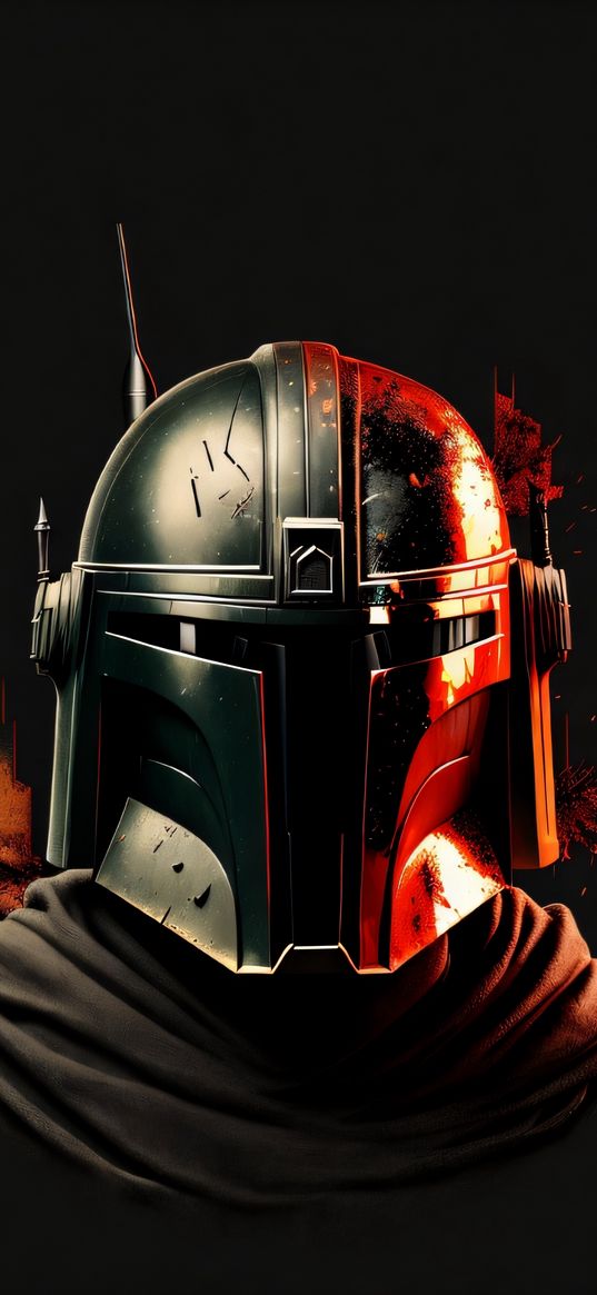 mandalorian, series, helmet, soldier, black, red, ai, art