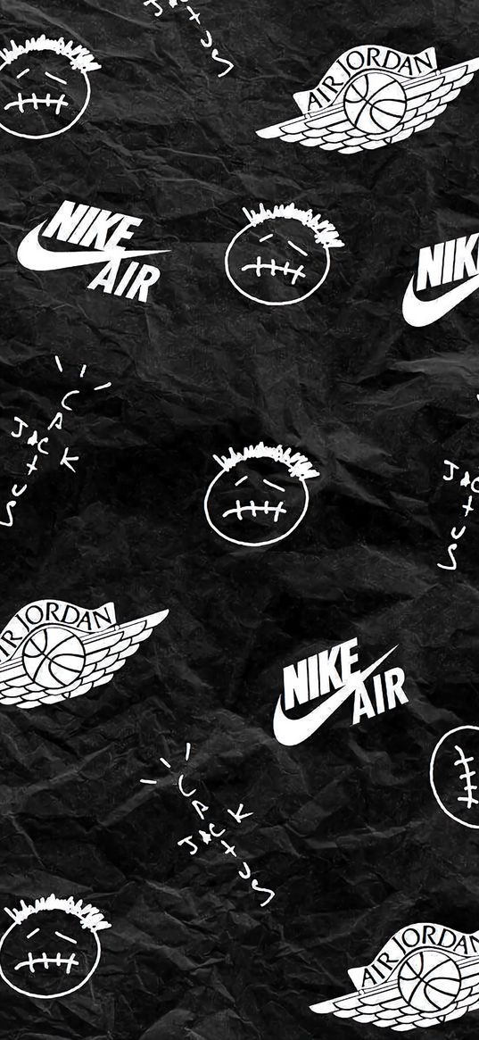 nike, air jordan, logo, drawing, black and white