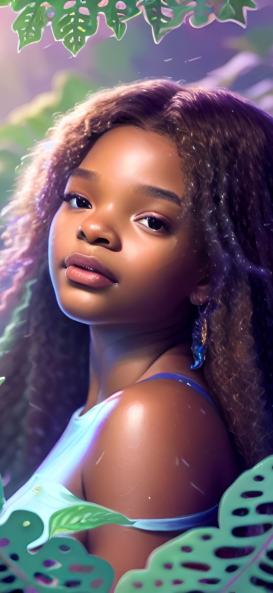 halle bailey, art, little mermaid, girl