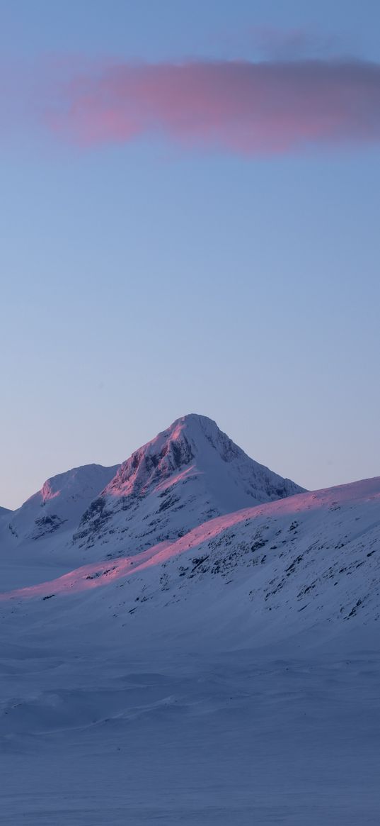 mountain, snow, winter, landscape, sunrise