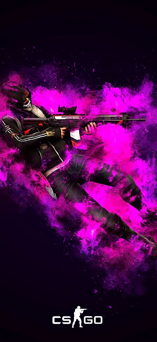 csgo, counter strike 2, game, character, weapon, smoke, pink