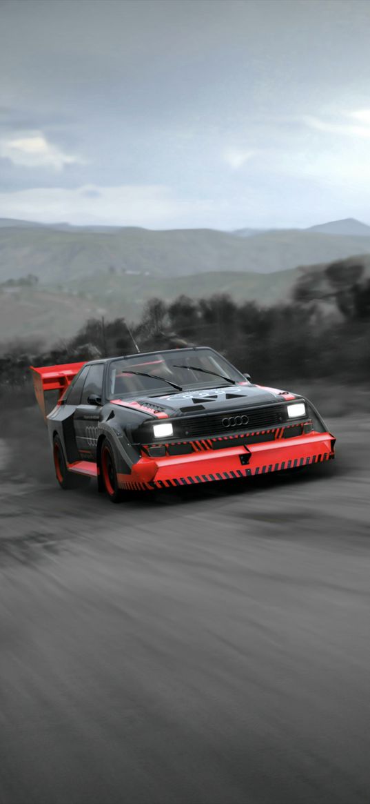 forza horizon 5, game, audi, car, sports car, red, black, speed