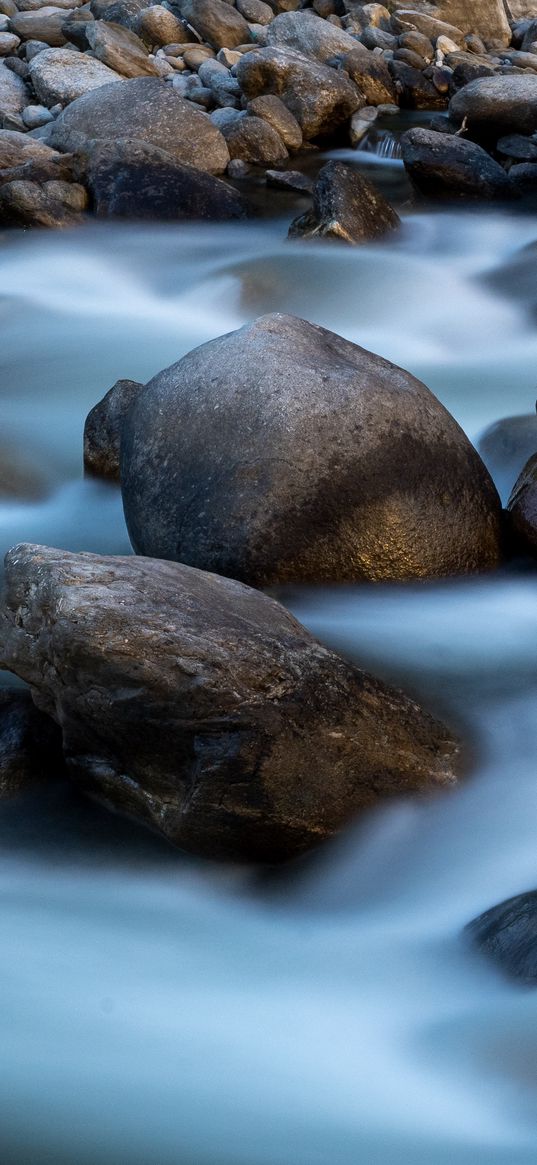 stones, river, freezelight, nature