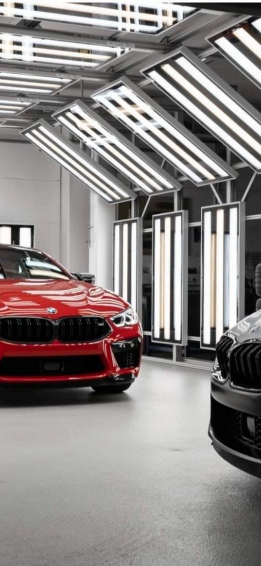 bmw, garage, tuning, red, gray, car