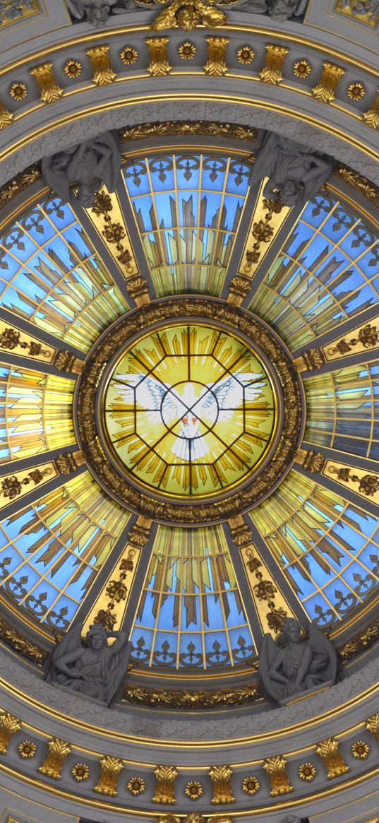 stained glass, pattern, roof, architecture