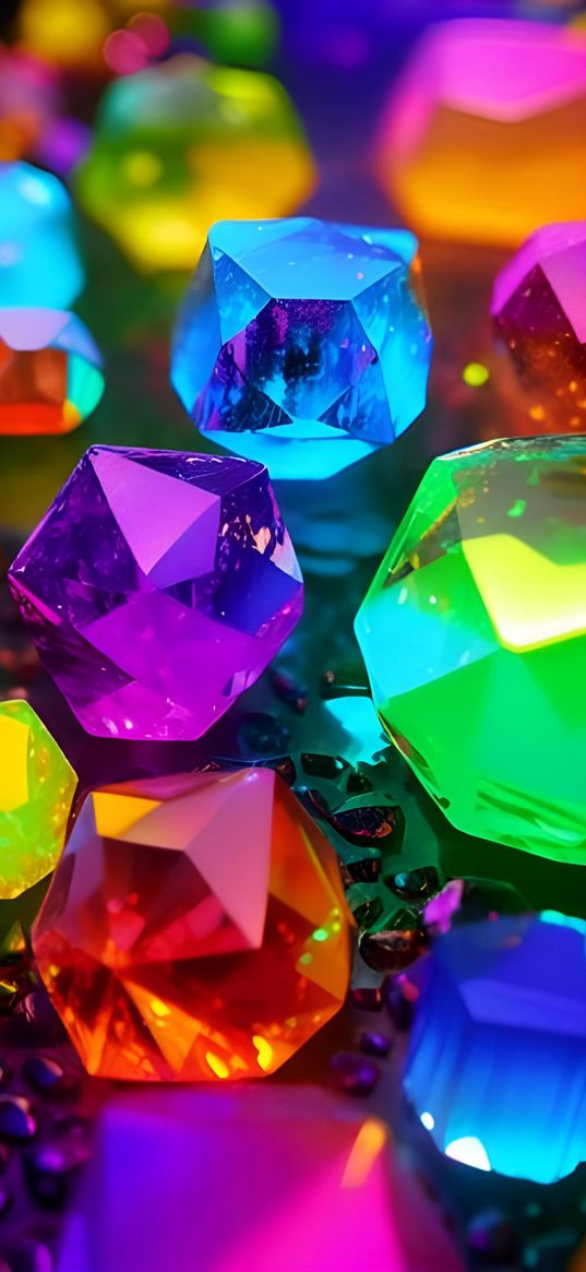 jewels, stones, emerald, diamond, ruby, light