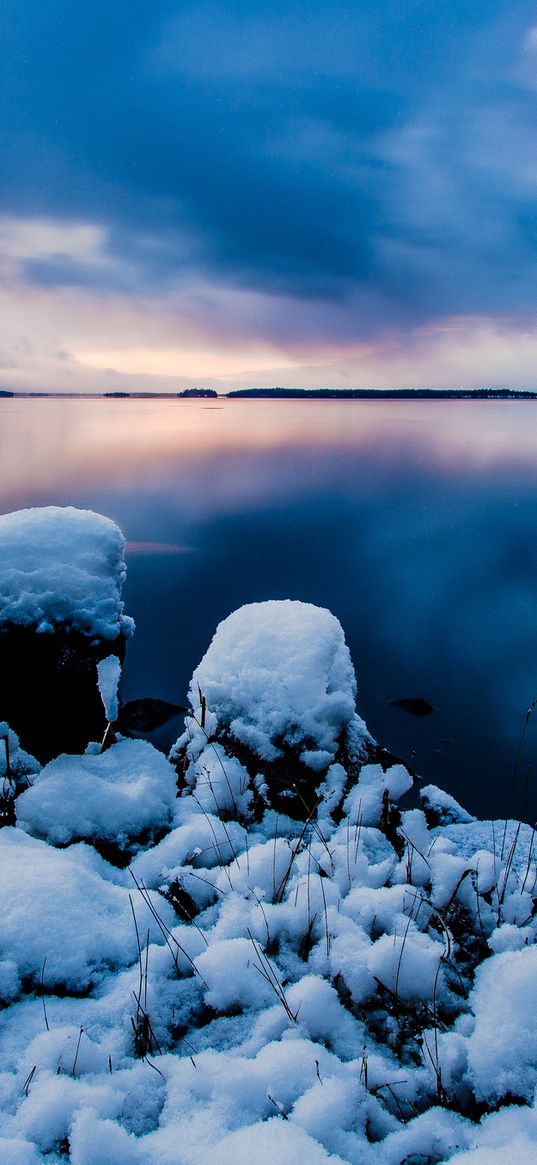 rocks, sky, stockholm, water, evening