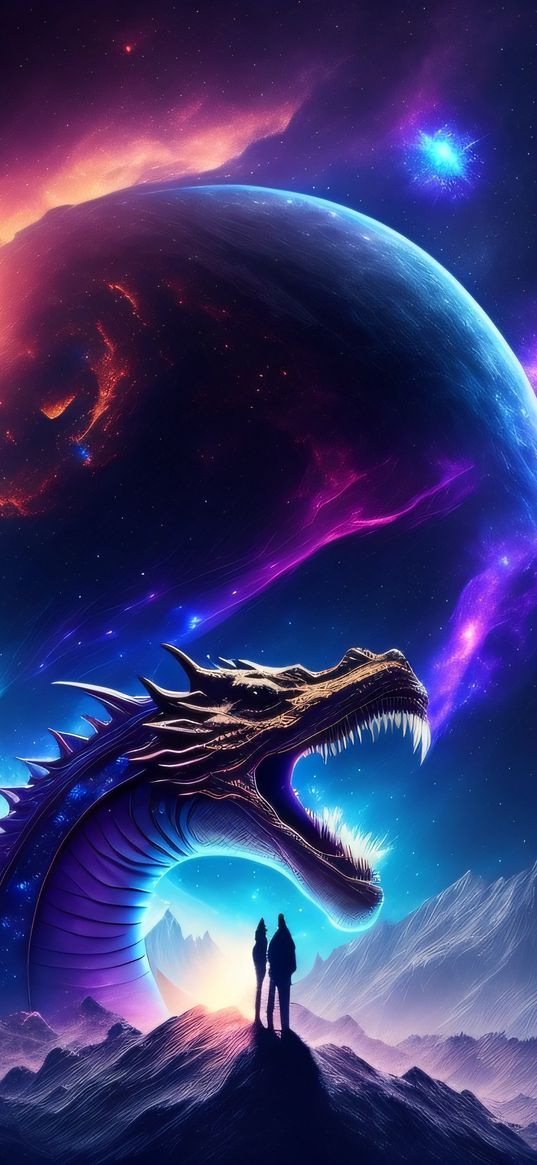 dragon, space, abstract, art