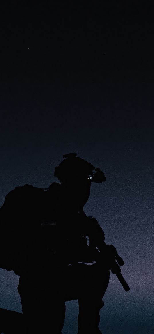 soldier, armor, rifle, night