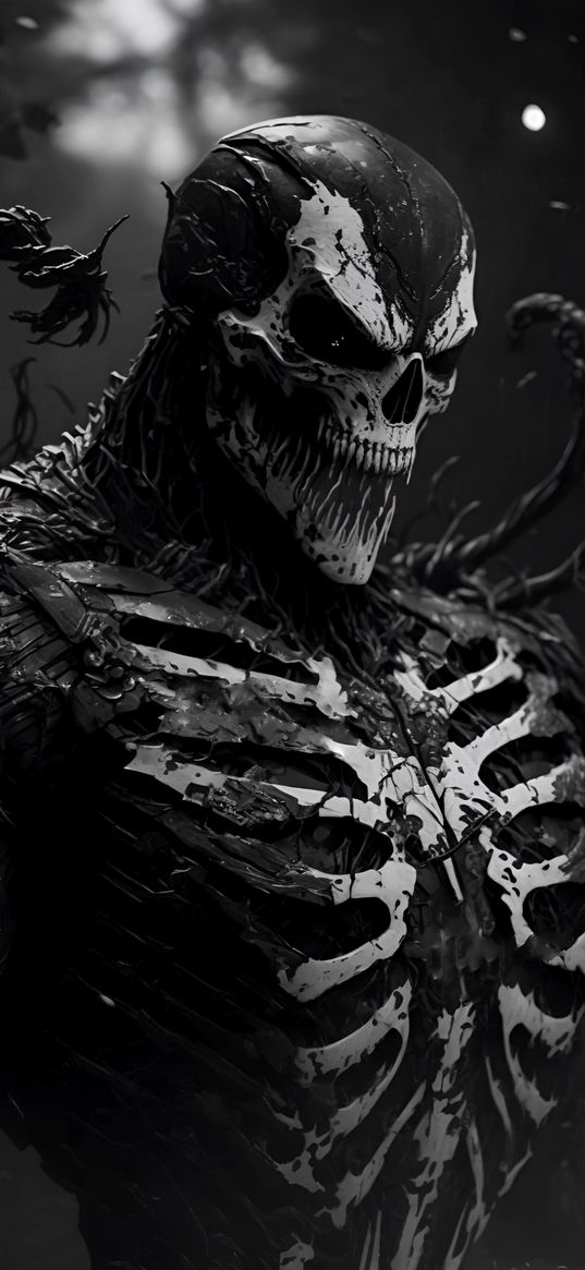 venom, black and white, anti-hero, marvel, skull