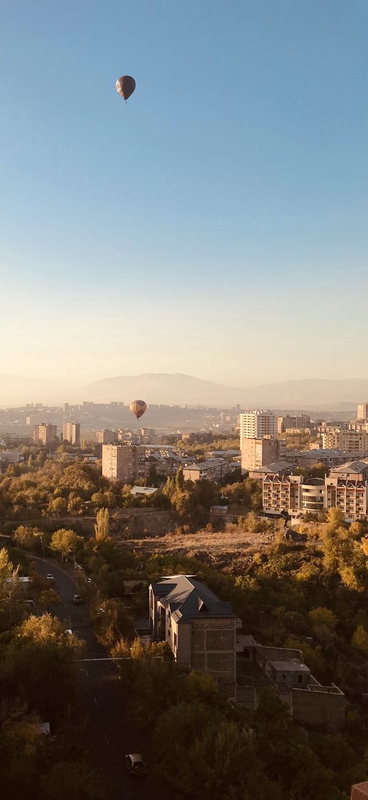 nature, city, air balloon, sky