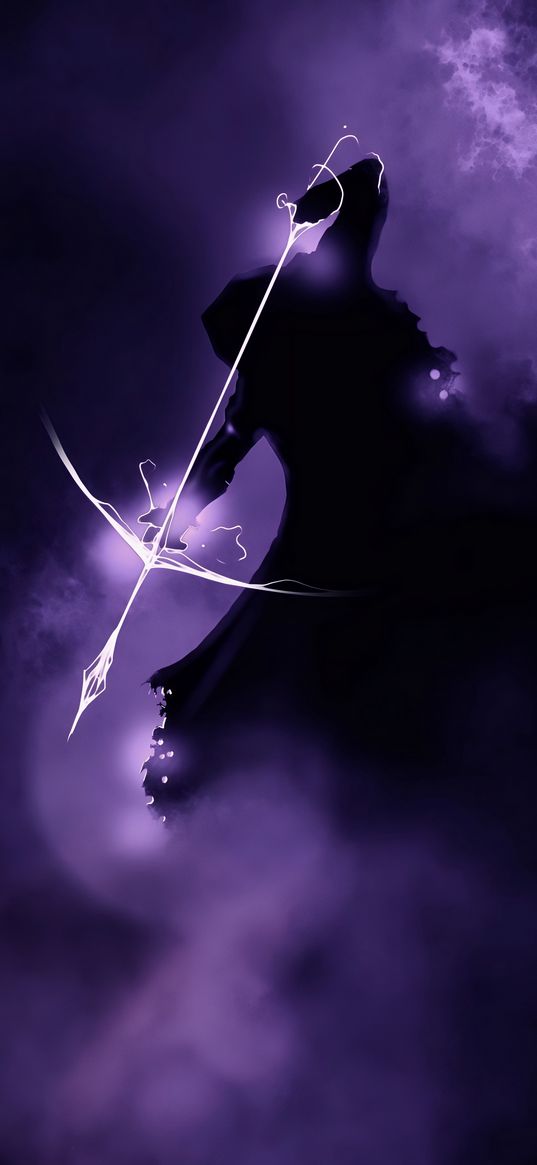 archer, character, arrow, gloomy, silhouette, shadow, art